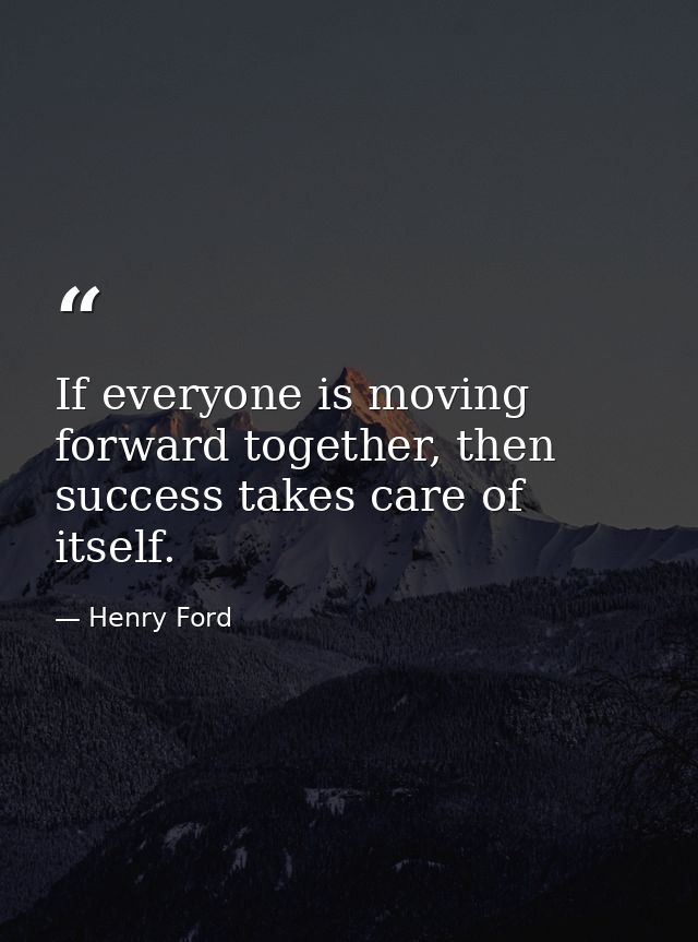 If everyone is moving forward together, then success takes care of itself. — Henry Ford