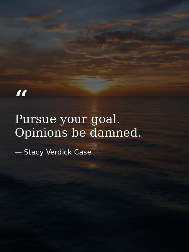 Pursue your goal. Opinions be damned. — Stacy Verdick Case