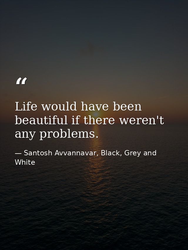 Life would have been beautiful if there weren't any problems. — Santosh Avvannavar, Black, Grey and White