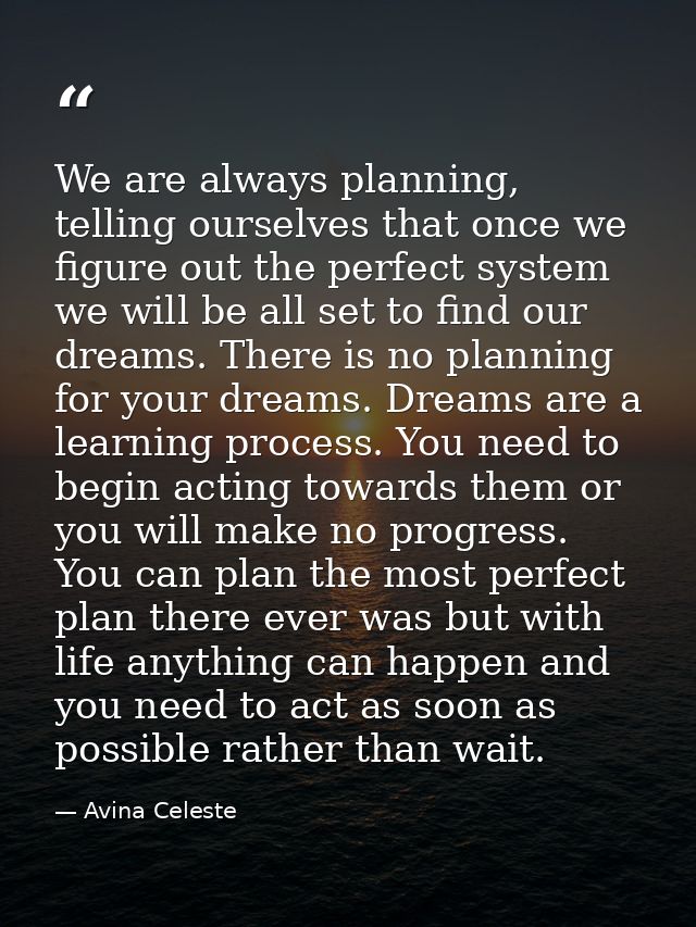 We are always planning, telling ourselves that once we figure out the perfect system we will be all set to find our drea — Avina Celeste