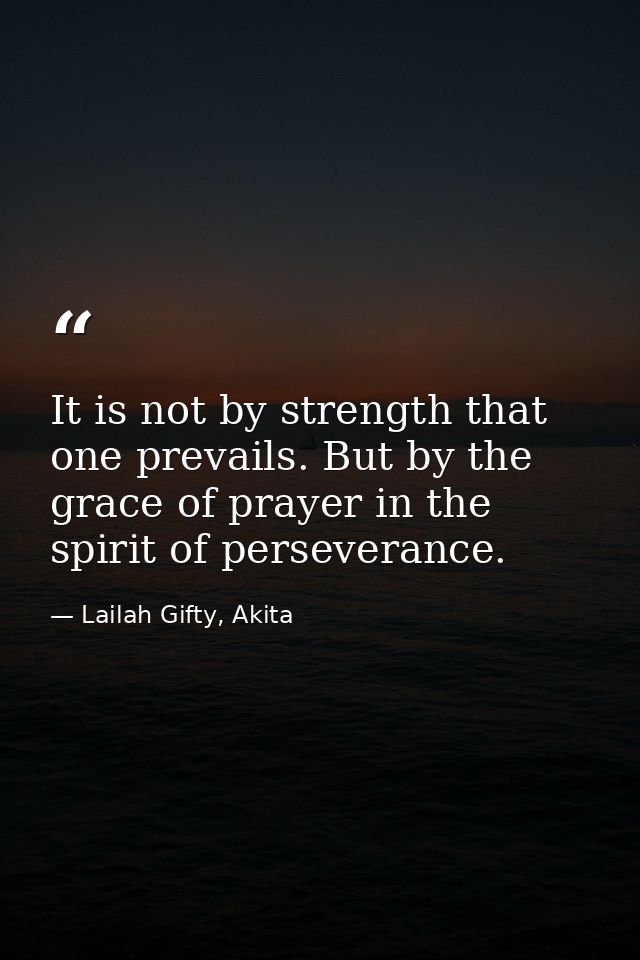 It is not by strength that one prevails. But by the grace of prayer in the spirit of perseverance. — Lailah Gifty, Akita