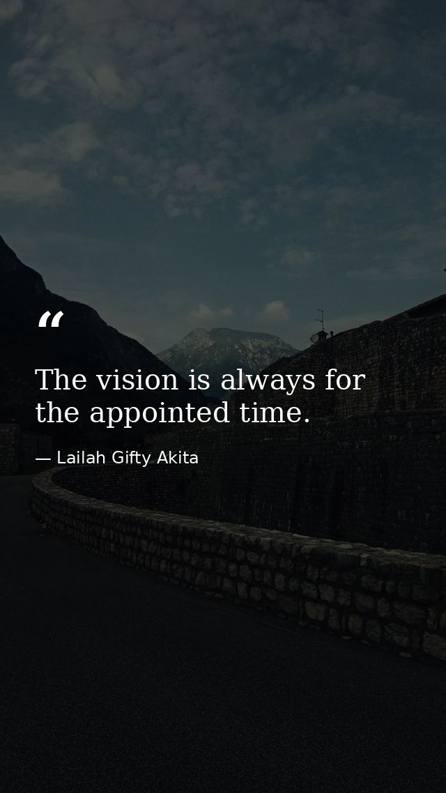 The vision is always for the appointed time. — Lailah Gifty Akita