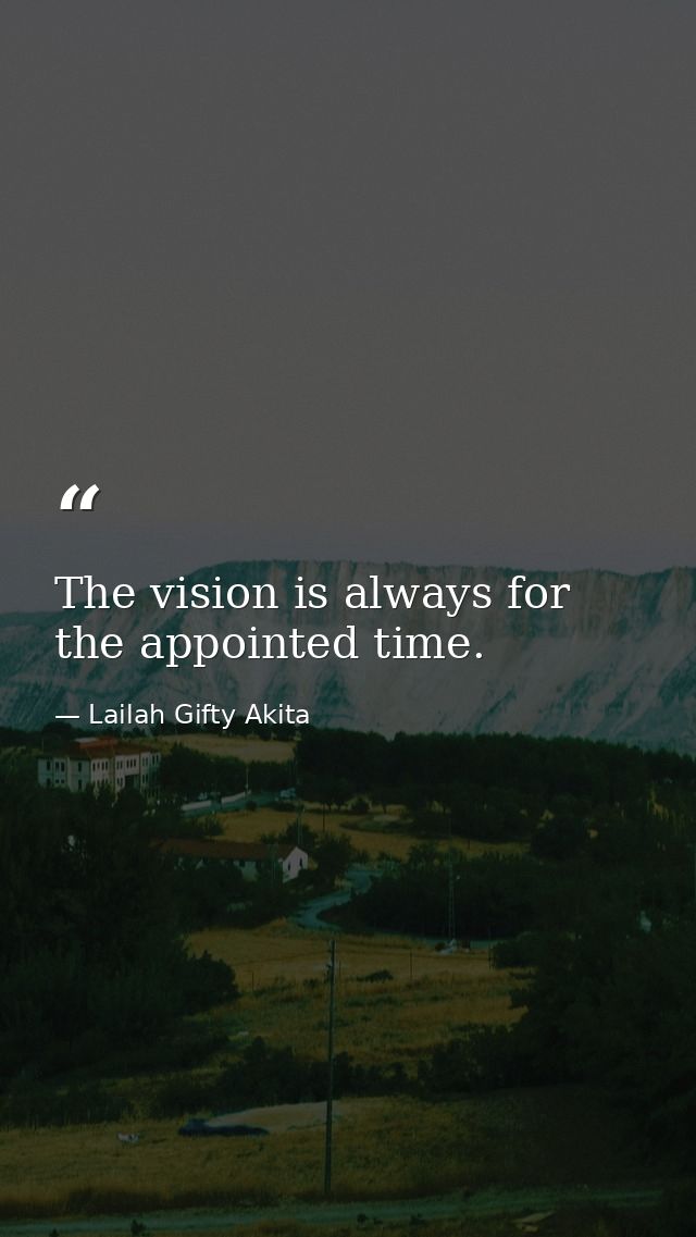The vision is always for the appointed time. — Lailah Gifty Akita