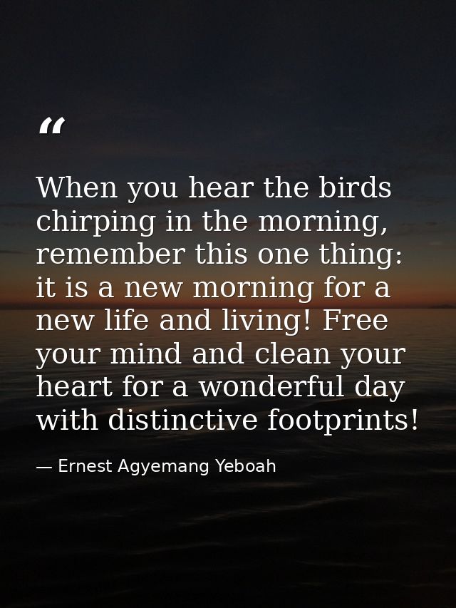 When you hear the birds chirping in the morning, remember this one thing: it is a new morning for a new life and living! — Ernest Agyemang Yeboah