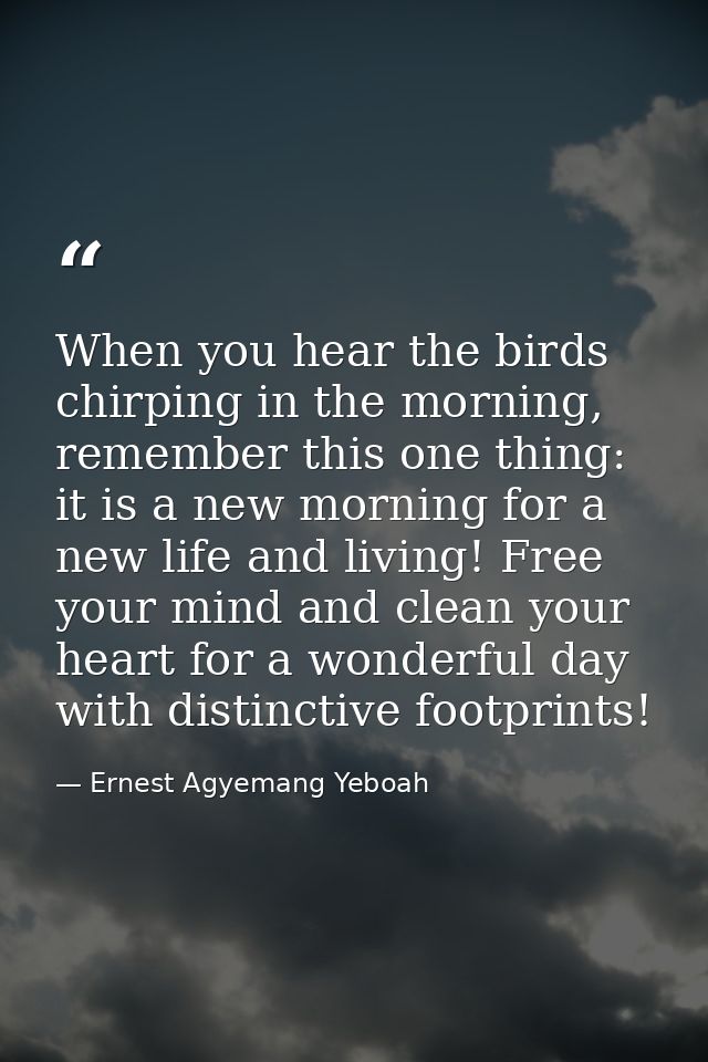 When you hear the birds chirping in the morning, remember this one thing: it is a new morning for a new life and living! — Ernest Agyemang Yeboah