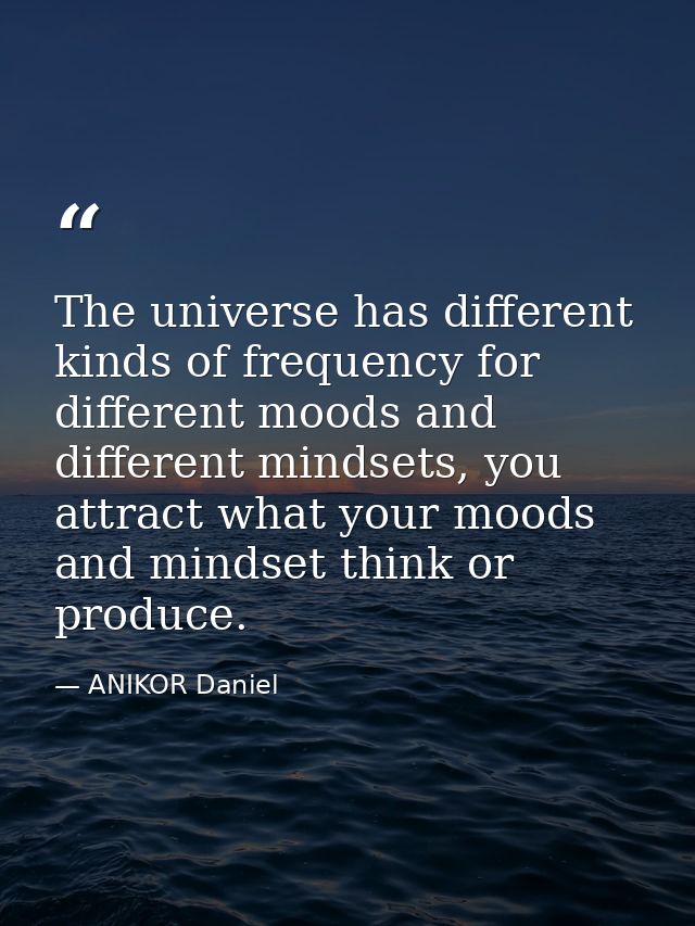 The universe has different kinds of frequency for different moods and different mindsets, you attract what your moods an — ANIKOR Daniel