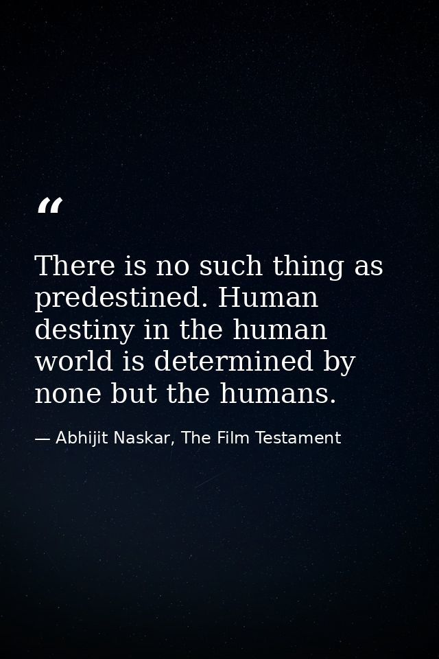 There is no such thing as predestined. Human destiny in the human world is determined by none but the humans. — Abhijit Naskar, The Film Testament