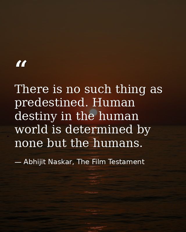 There is no such thing as predestined. Human destiny in the human world is determined by none but the humans. — Abhijit Naskar, The Film Testament