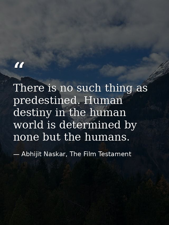 There is no such thing as predestined. Human destiny in the human world is determined by none but the humans. — Abhijit Naskar, The Film Testament