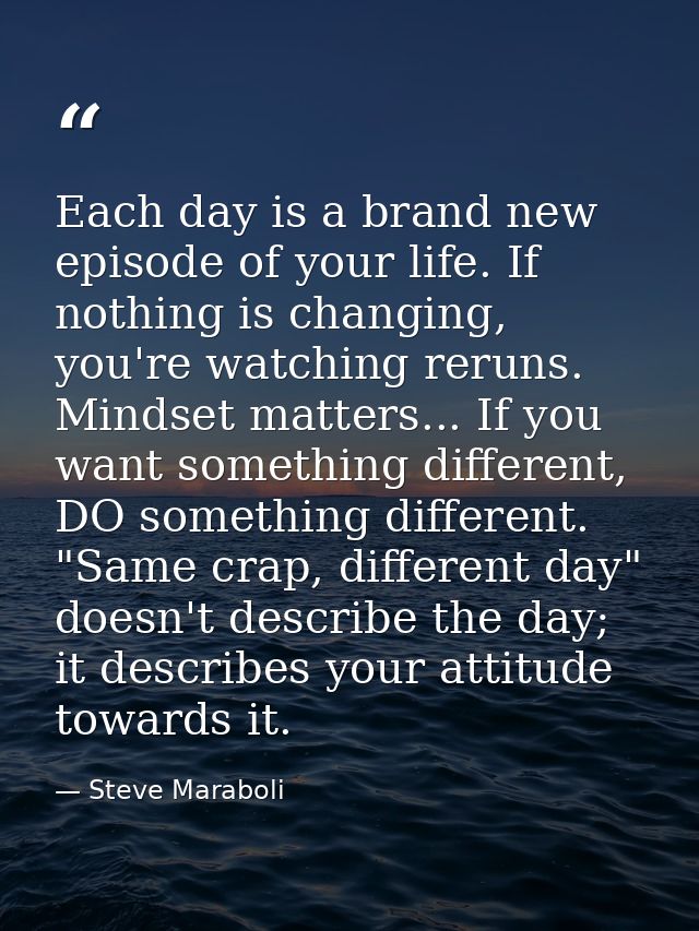 Each day is a brand new episode of your life. If nothing is changing, you're watching reruns. Mindset matters... If you  — Steve Maraboli