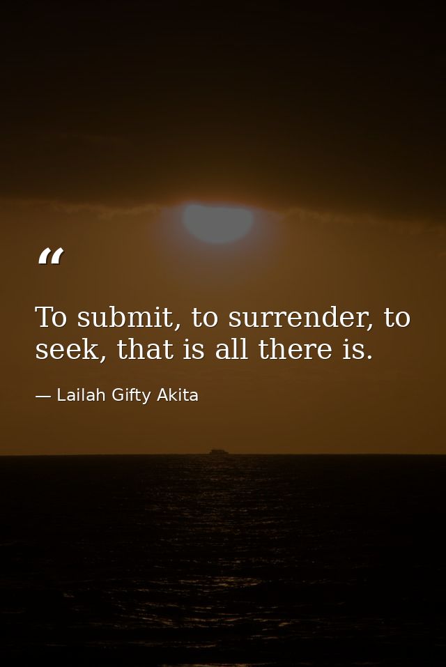 To submit, to surrender, to seek, that is all there is. — Lailah Gifty Akita