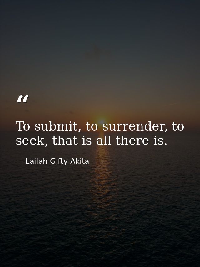 To submit, to surrender, to seek, that is all there is. — Lailah Gifty Akita