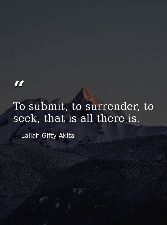 To submit, to surrender, to seek, that is all there is. — Lailah Gifty Akita