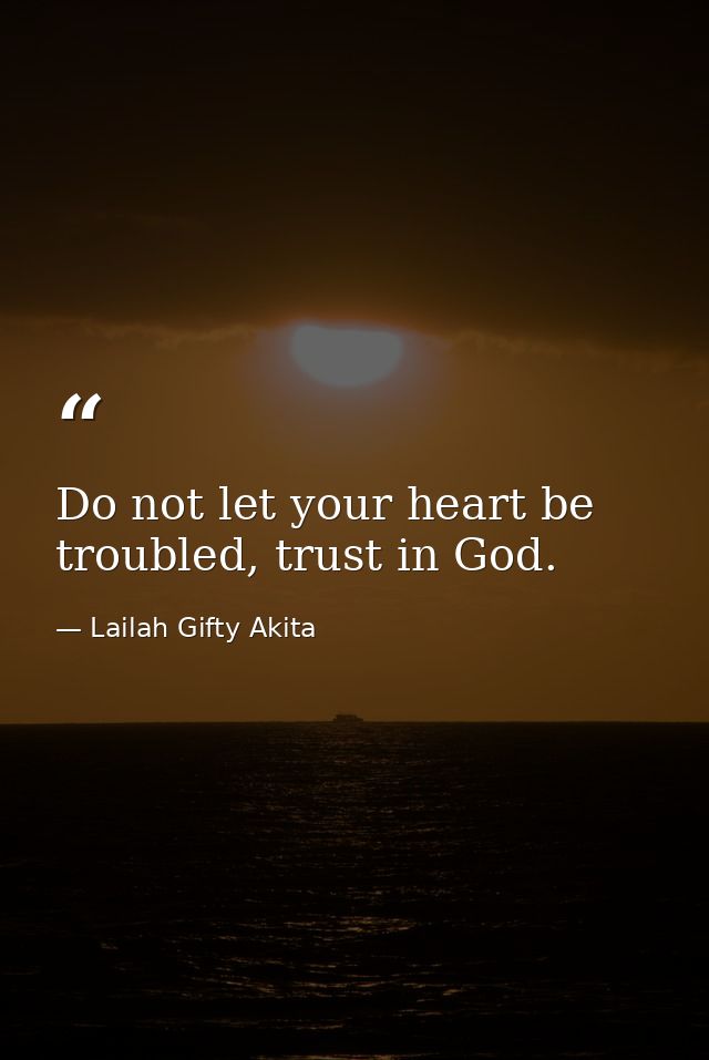 Do not let your heart be troubled, trust in God. — Lailah Gifty Akita