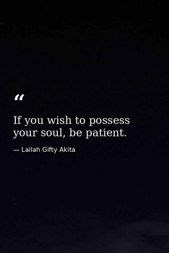 If you wish to possess your soul, be patient. — Lailah Gifty Akita