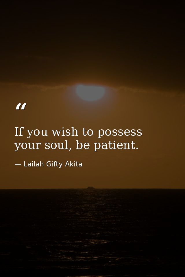 If you wish to possess your soul, be patient. — Lailah Gifty Akita