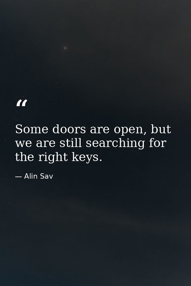 Some doors are open, but we are still searching for the right keys. — Alin Sav
