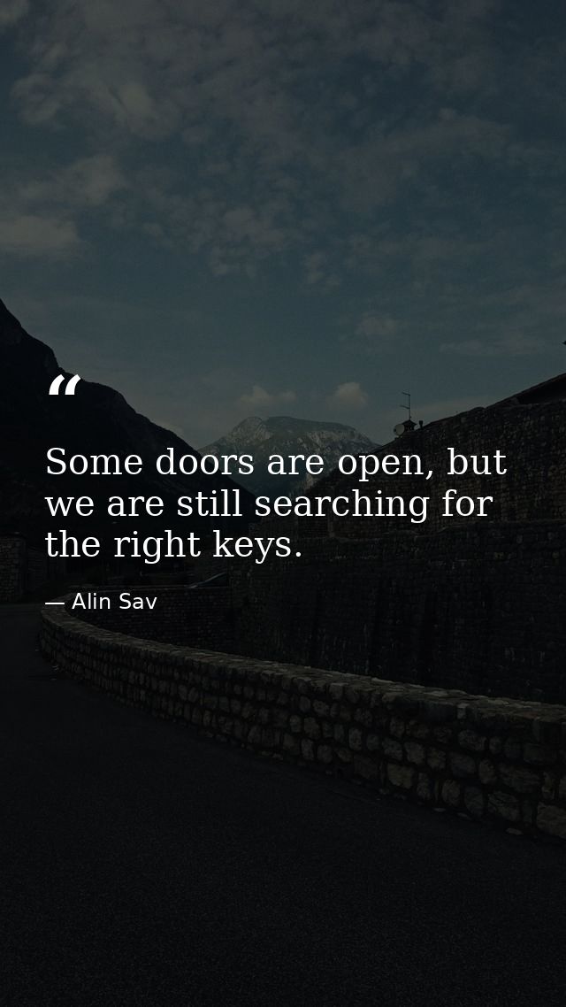 Some doors are open, but we are still searching for the right keys. — Alin Sav