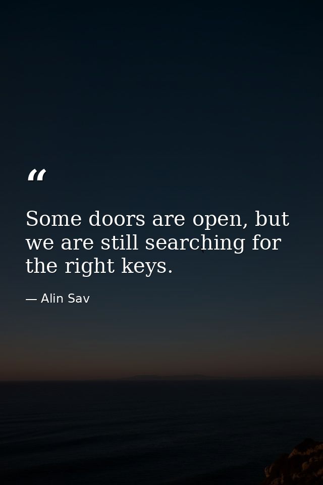 Some doors are open, but we are still searching for the right keys. — Alin Sav