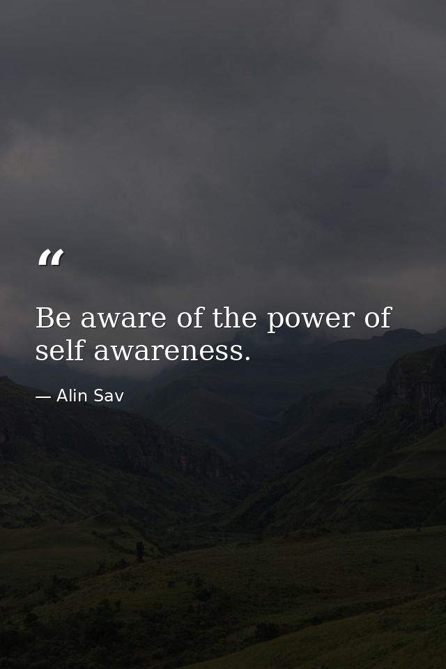 Be aware of the power of self awareness. — Alin Sav