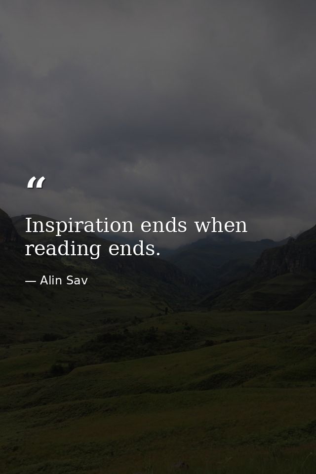 Inspiration ends when reading ends. — Alin Sav