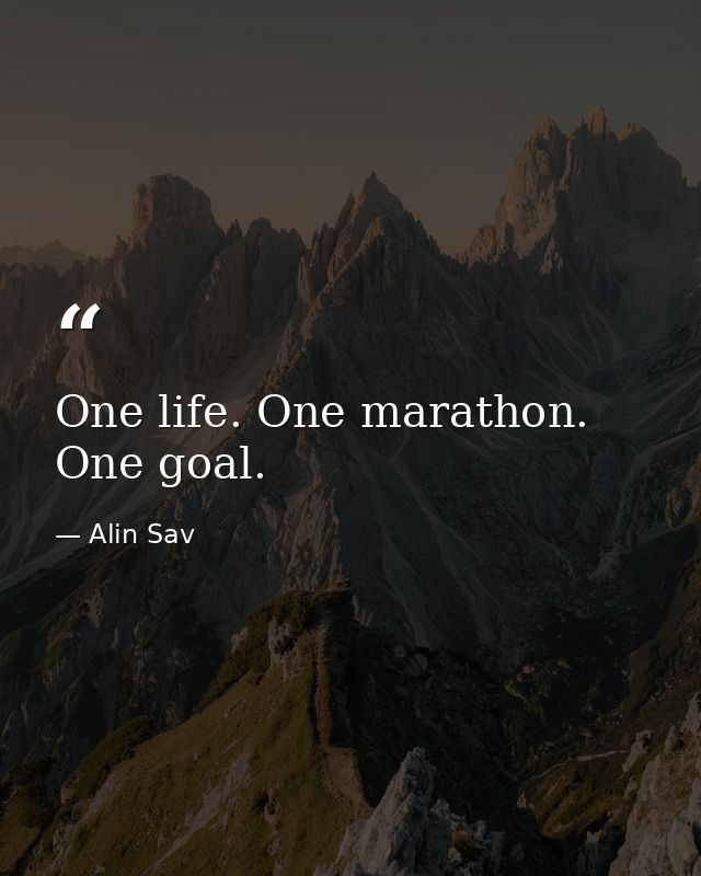 One life. One marathon. One goal. — Alin Sav