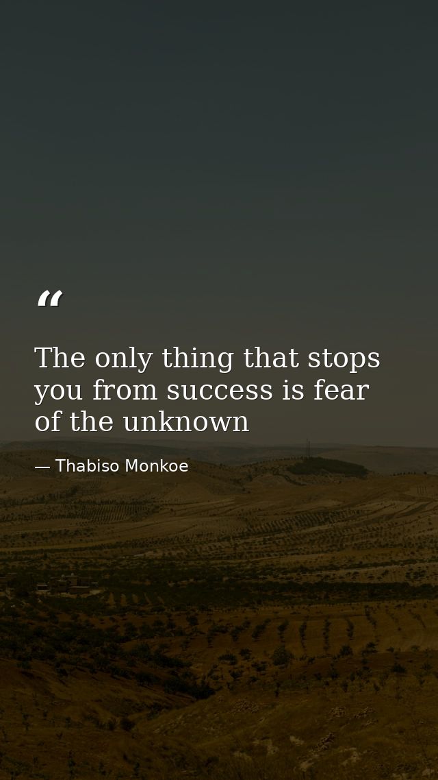 The only thing that stops you from success is fear of the unknown — Thabiso Monkoe