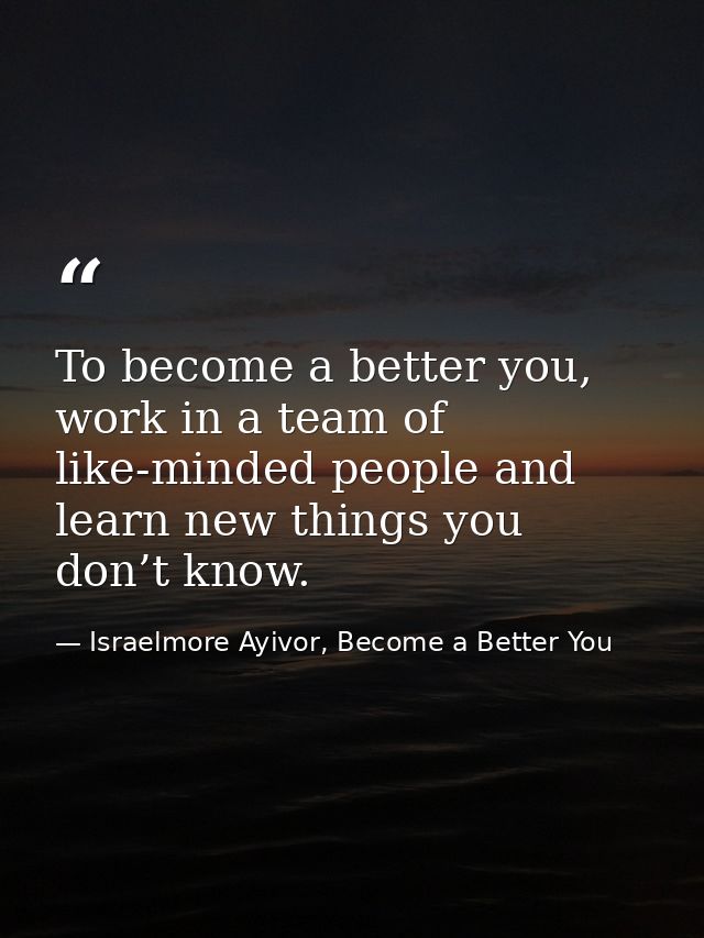To become a better you, work in a team of like-minded people and learn new things you don’t know. — Israelmore Ayivor, Become a Better You