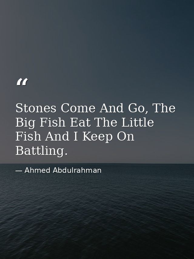 Stones Come And Go, The Big Fish Eat The Little Fish And I Keep On Battling. — Ahmed Abdulrahman