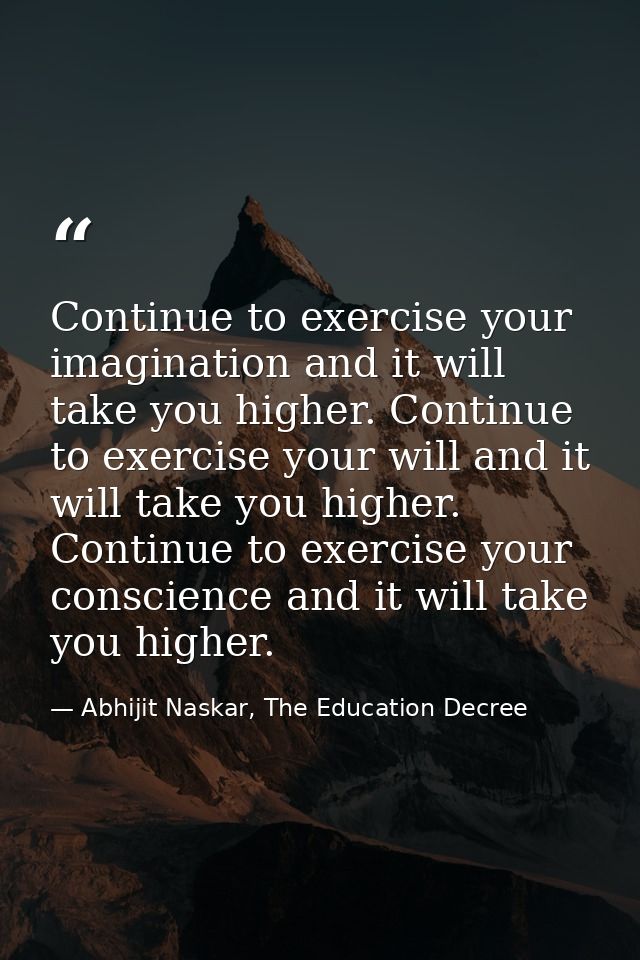 Continue to exercise your imagination and it will take you higher. Continue to exercise your will and it will take you h — Abhijit Naskar, The Education Decree