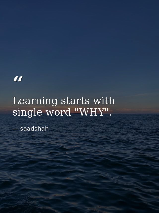 Learning starts with single word "WHY". — saadshah