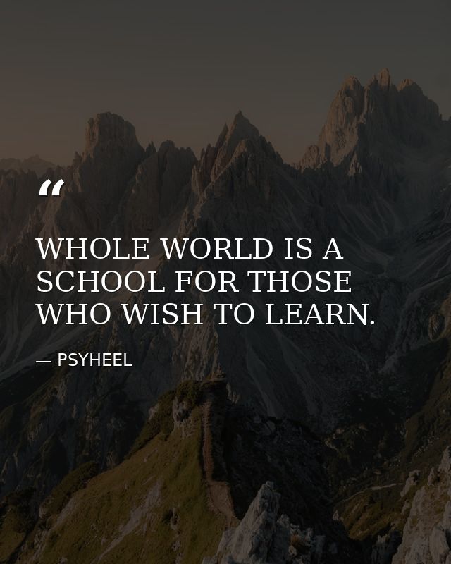 WHOLE WORLD IS A SCHOOL FOR THOSE WHO WISH TO LEARN. — PSYHEEL