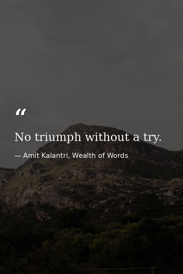 No triumph without a try. — Amit Kalantri, Wealth of Words