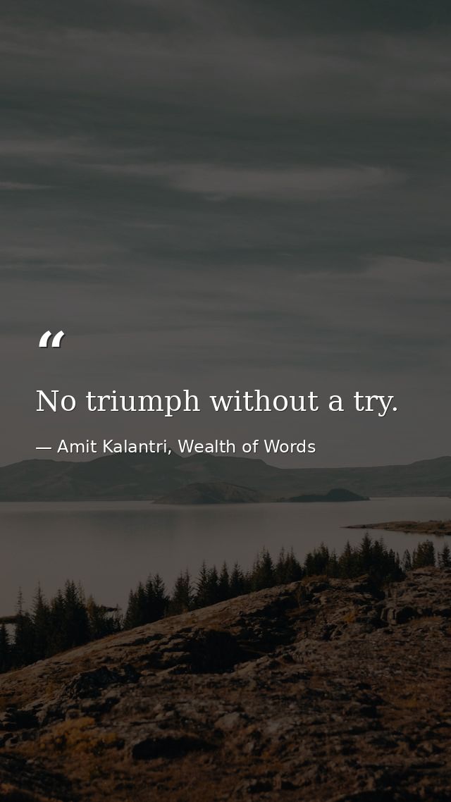 No triumph without a try. — Amit Kalantri, Wealth of Words