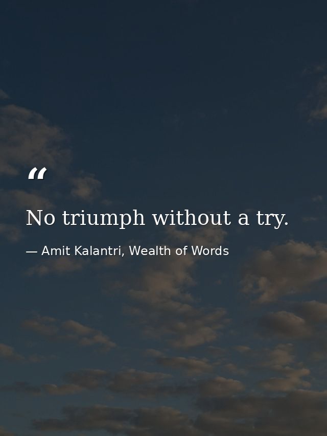 No triumph without a try. — Amit Kalantri, Wealth of Words
