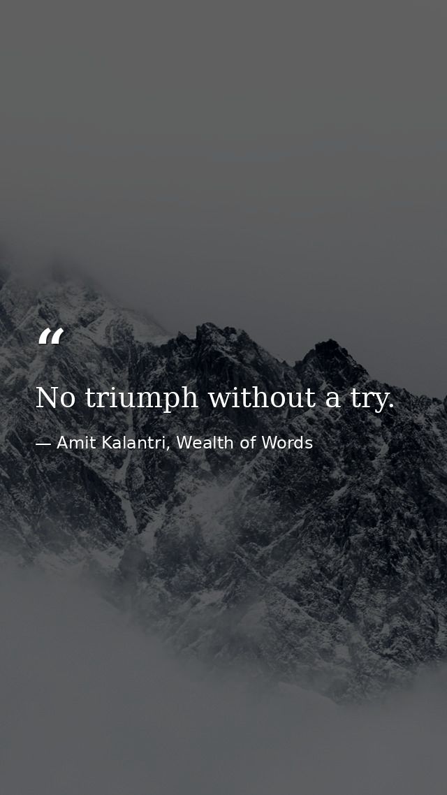 No triumph without a try. — Amit Kalantri, Wealth of Words