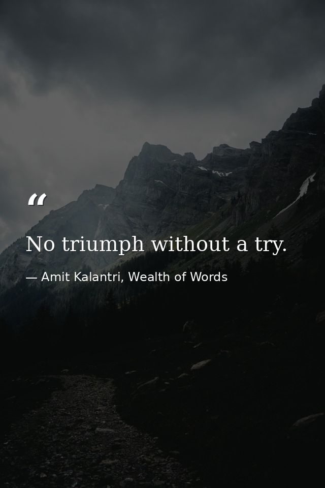No triumph without a try. — Amit Kalantri, Wealth of Words
