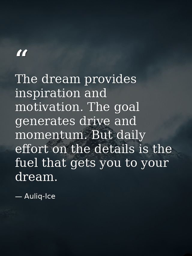 The dream provides inspiration and motivation. The goal generates drive and momentum. But daily effort on the details is — Auliq-Ice