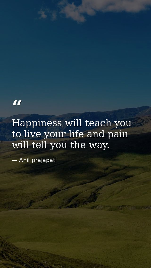 Happiness will teach you to live your life and pain will tell you the way. — Anil prajapati