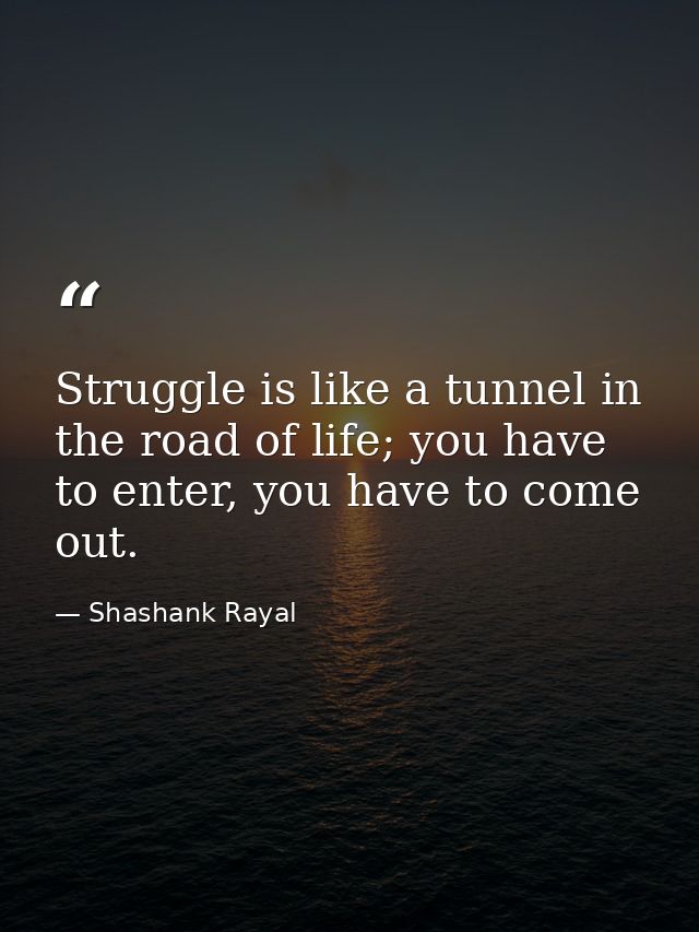 Struggle is like a tunnel in the road of life; you have to enter, you have to come out. — Shashank Rayal