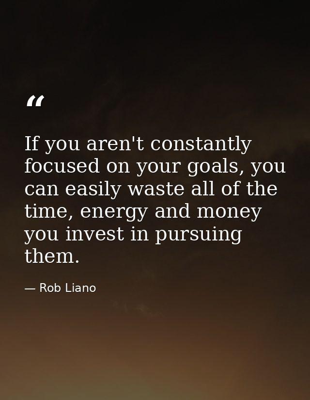 If you aren't constantly focused on your goals, you can easily waste all of the time, energy and money you invest in pur — Rob Liano