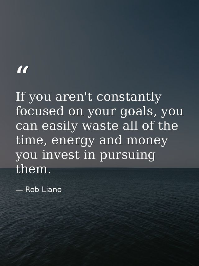 If you aren't constantly focused on your goals, you can easily waste all of the time, energy and money you invest in pur — Rob Liano