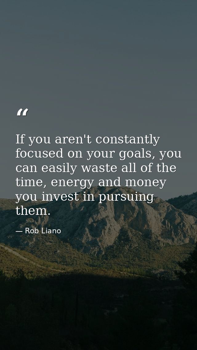 If you aren't constantly focused on your goals, you can easily waste all of the time, energy and money you invest in pur — Rob Liano