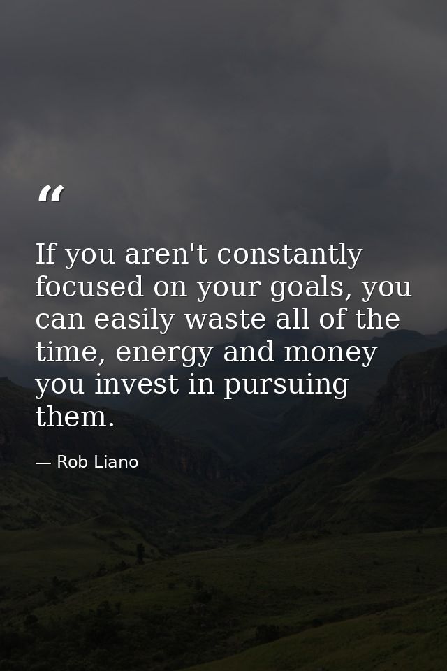 If you aren't constantly focused on your goals, you can easily waste all of the time, energy and money you invest in pur — Rob Liano