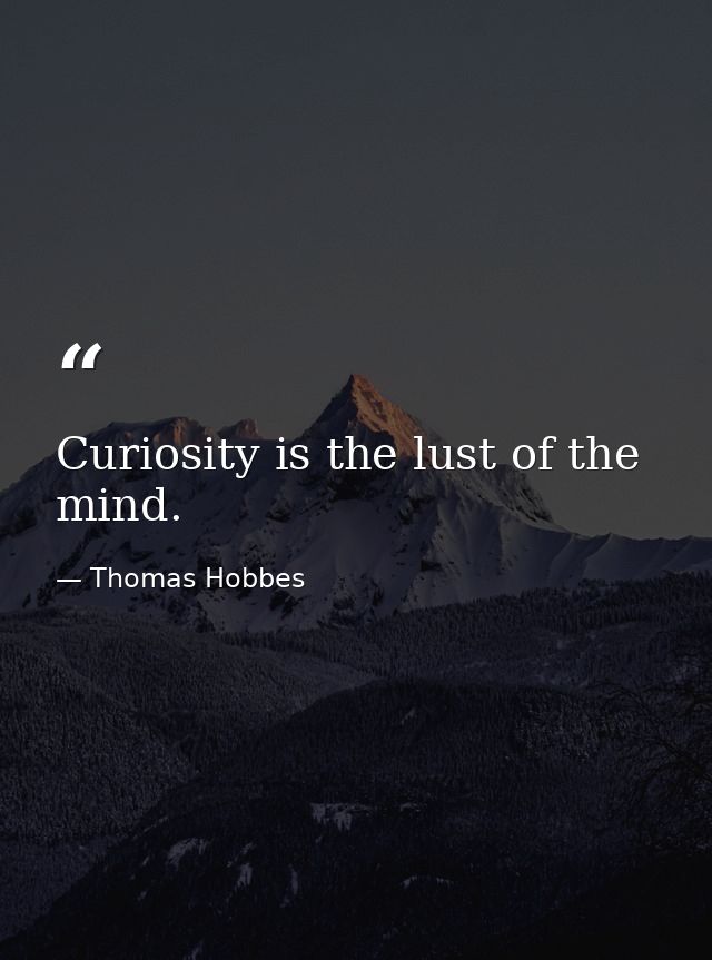 Curiosity is the lust of the mind. — Thomas Hobbes
