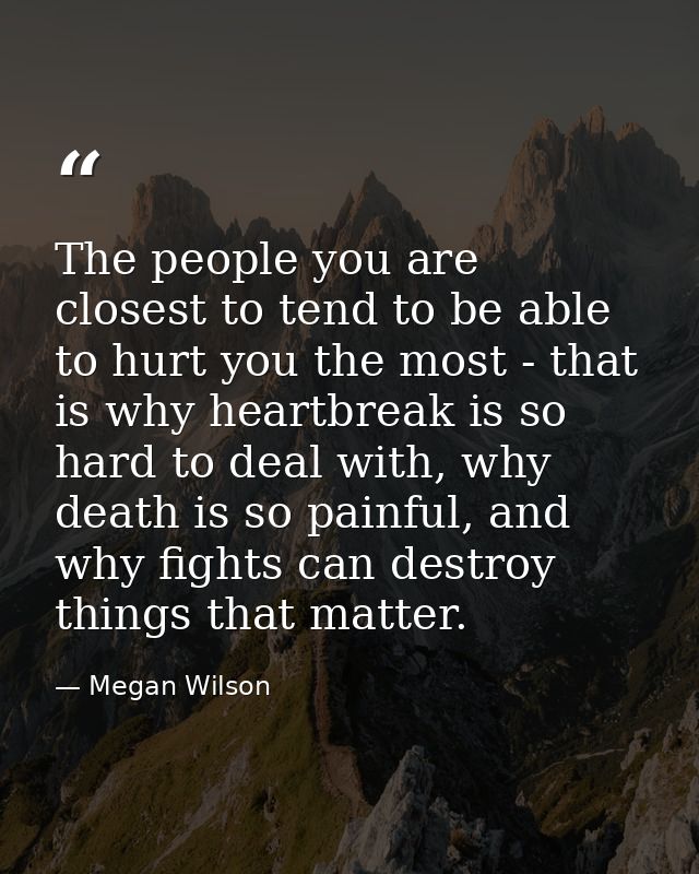 The people you are closest to tend to be able to hurt you the most - that is why heartbreak is so hard to deal with, why — Megan Wilson