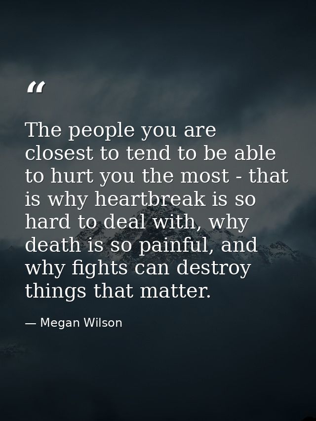 The people you are closest to tend to be able to hurt you the most - that is why heartbreak is so hard to deal with, why — Megan Wilson