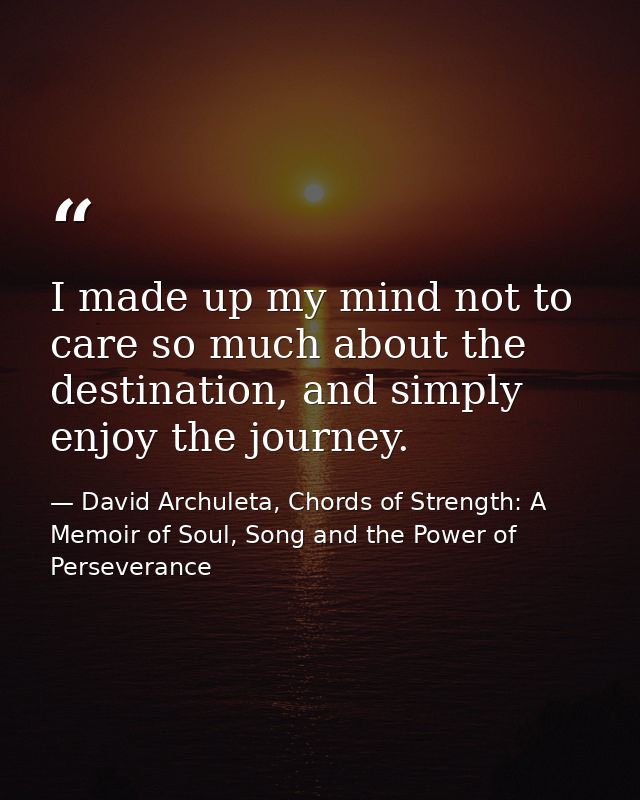 I made up my mind not to care so much about the destination, and simply enjoy the journey. — David Archuleta, Chords of Strength: A Memoir of Soul, Song and the Power of Perseverance