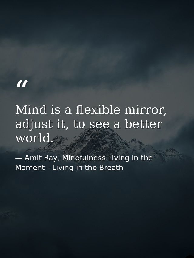 Mind is a flexible mirror, adjust it, to see a better world. — Amit Ray, Mindfulness Living in the Moment - Living in the Breath
