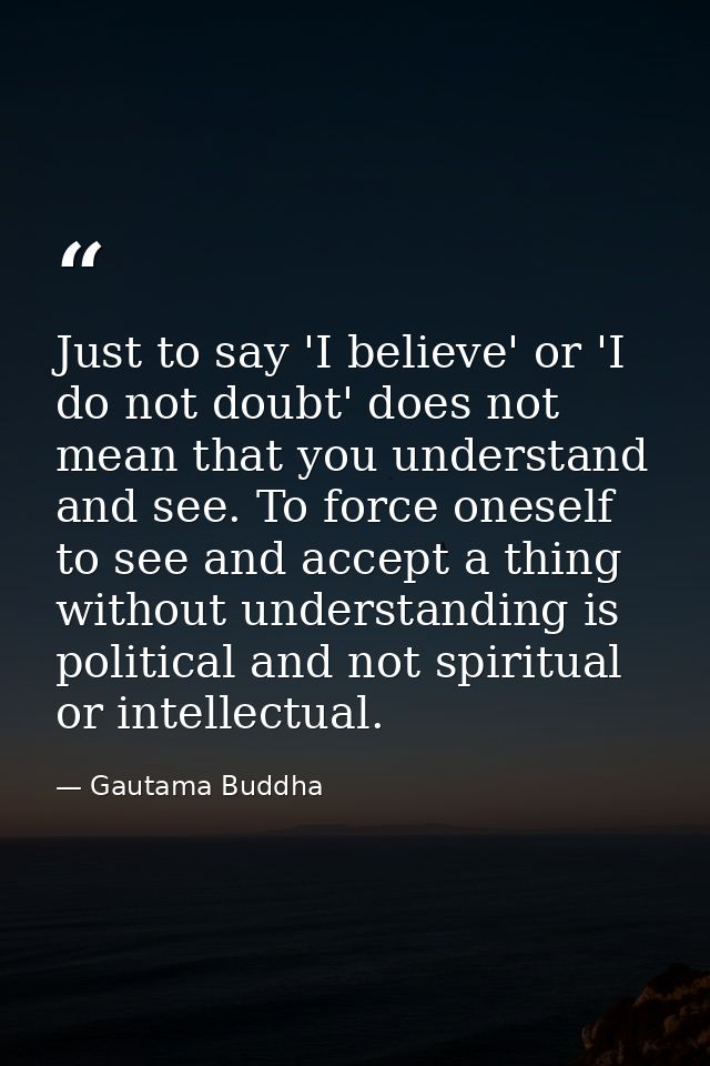 Just to say 'I believe' or 'I do not doubt' does not mean that you understand and see. To force oneself to see and accep — Gautama Buddha